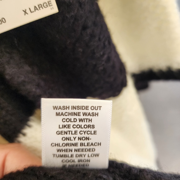 NWT Elle Women's Black/Cream Striped Sweater Coat Size XL - Picture 8 of 8